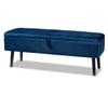 Baxton Studio Caine Benches & Banquette, Navy Blue/Dark Brown view 1