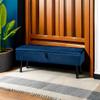 Baxton Studio Caine Benches & Banquette, Navy Blue/Dark Brown view 2
