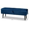 Baxton Studio Caine Benches & Banquette, Navy Blue/Dark Brown view 3