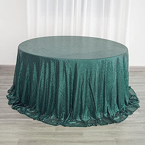 132" Hunter Green Sequin Round Tablecloth