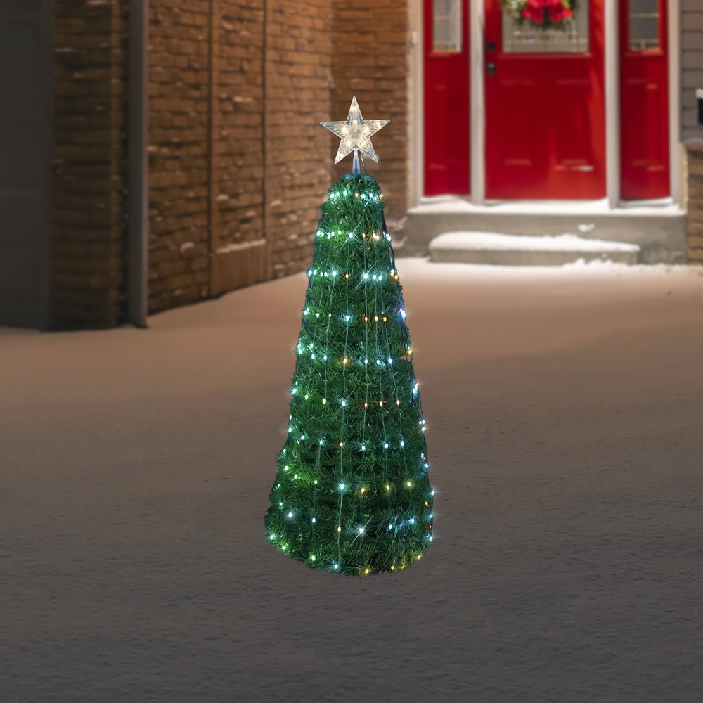 4' Green Color Changing Multiple Function Pop Up Artificial Outdoor Christmas Tree