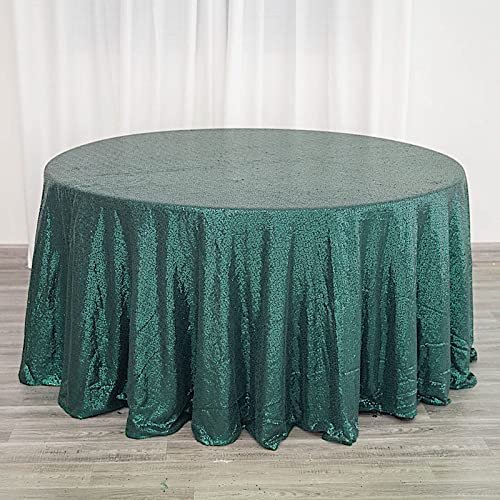 120" Hunter Green Sequin Round Tablecloth