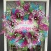 Festive & Fun Sweet Candy Christmas Deco Mesh Front Door Wreath, Porch Patio Entryway Decor, Holiday Decorations, Winter Party Gathering Family view 1