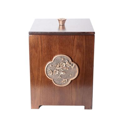 Wooden Square Trash Can Simple Wastepaper Bin Household Modern Paper Cube Shape Recycling Basket for Bedroom Living Room Under Desk Office