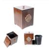 Wooden Square Trash Can Simple Wastepaper Bin Household Modern Paper Cube Shape Recycling Basket for Bedroom Living Room Under Desk Office view 4