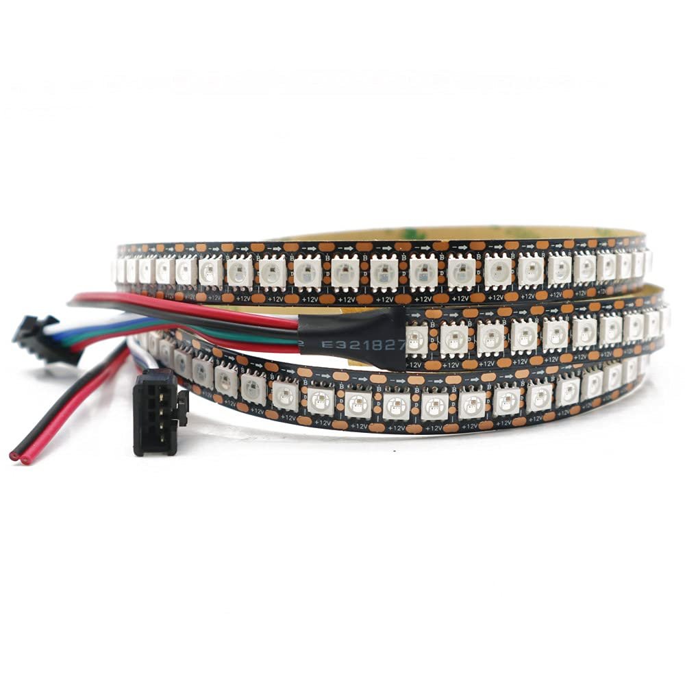 WS2815 (Upgraded WS2812B) 3.2ft 144(2x72) Pixels Individually Digital Addressable RGB Dual Signal LED Flexible Strip Light 5050 SMD IP30 Non-Waterproof Magic Dream Color DC12V Black PCB