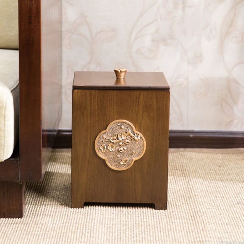 Simple Wastepaper Bin Wooden Rubbish Trash Can Cube Shape Paper Recycling Basket Household Modern Waste Paper Basket for Under Desk Office