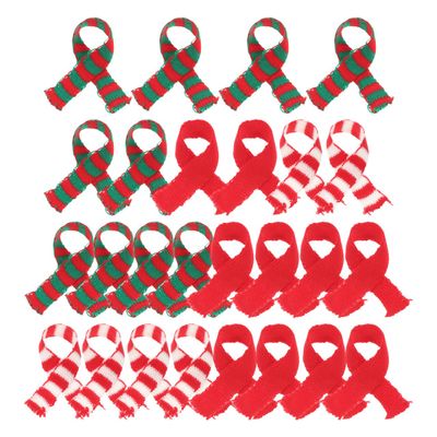 FAVOMOTO 30PCS Christmas Snowman Scarves for Crafts Mini Wine Bottle Scarf Pet Knitted Scarf Doll Snowman Doll Clothes Accessory for Holiday DIY Crafts Xmas Holiday Christmas Decor