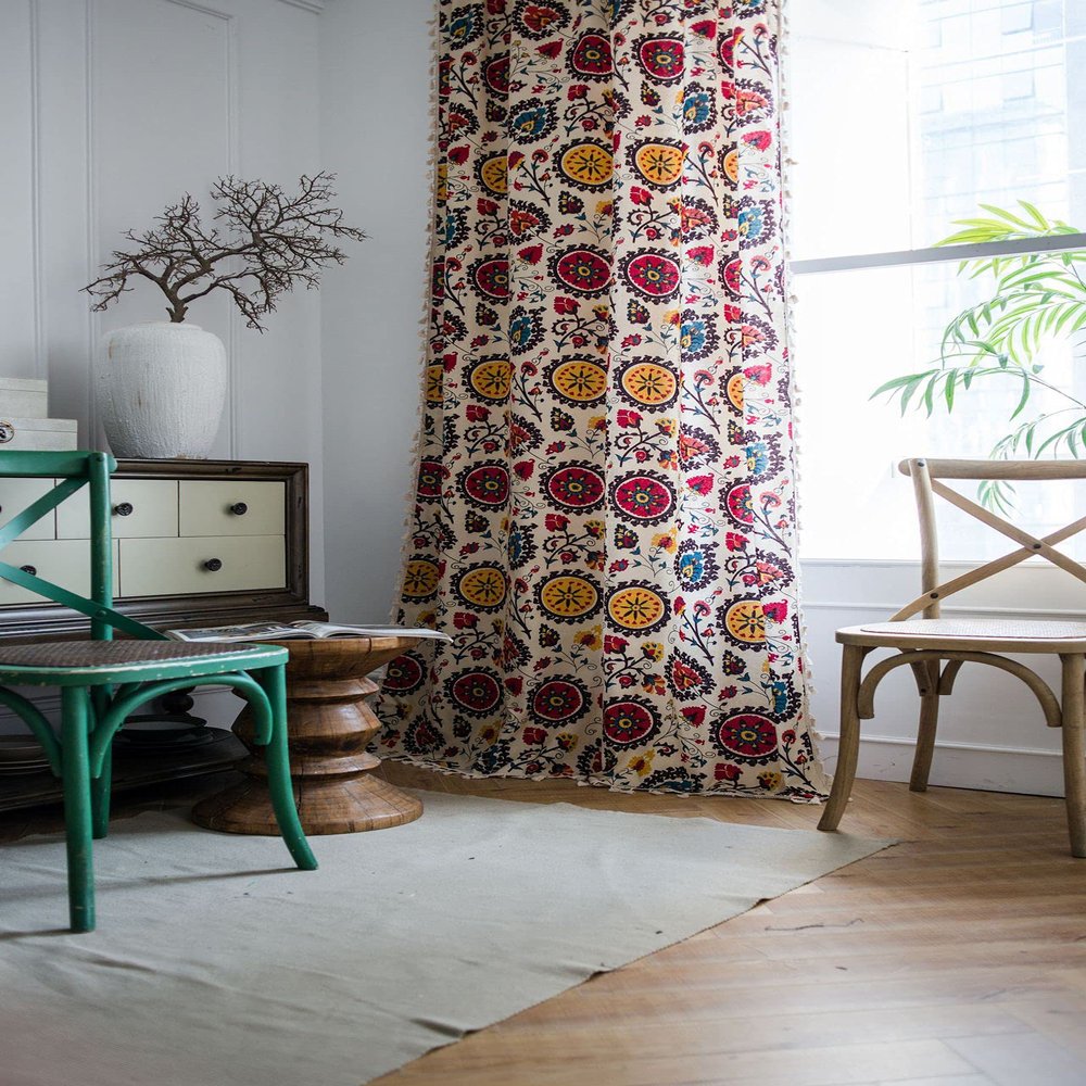 1 Piece Sun Flowers Semi-Blackout Window Curtains for Bedroom Living Room,Wear Rod Style 59" W x 94" L150x240cm