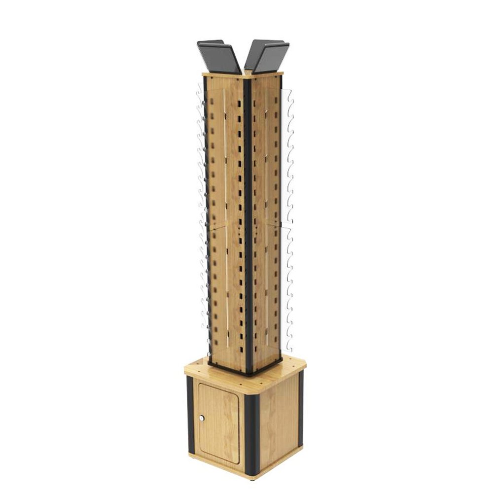 FixtureDisplays 4-Sided Wood Floor Display Storage Holds 72-Pair Sunglass Readingglass 15"x15"x68" 11691