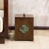 Trash Can Household Bathroom Living Room Trash Bin Kitchen Garbage Can with Cover Rubbish Bin Wooden Square Paper Recycling Basket view 1