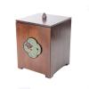 Trash Can Household Bathroom Living Room Trash Bin Kitchen Garbage Can with Cover Rubbish Bin Wooden Square Paper Recycling Basket view 3