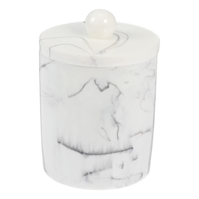 Cabilock 1pc Marble Vein Cotton Pad Storage Box with Lid Toothpick Cotton Swab Organizer Elegant Bathroom and Vanity Accessory Compact Design for Makeup Essentials Style