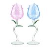 2pcs Rose Wine Glass, Creative Red Wine Glass, Rose Flower Goblet, Wine Cocktail Juice Glass for Party Dinner Wedding Festival Kitchen Bar Celebration (260ml, Blue and Pink) view 1