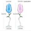 2pcs Rose Wine Glass, Creative Red Wine Glass, Rose Flower Goblet, Wine Cocktail Juice Glass for Party Dinner Wedding Festival Kitchen Bar Celebration (260ml, Blue and Pink) view 3