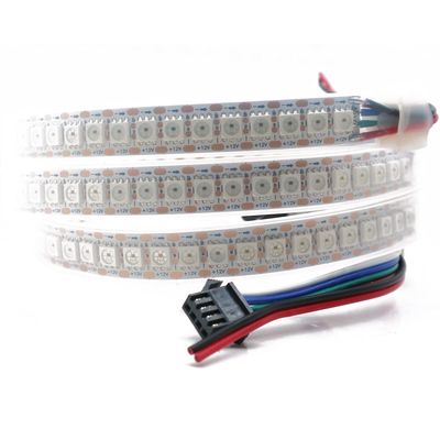 WS2815 (Upgraded WS2812B) 3.2ft 144(2x72) Pixels Magic Dream Color Individually Addressable RGB LED Flexible Strip Light 5050 SMD Dual Signal IP67 Tube Waterproof DC12V White PCB