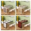 Folding Table Solid Wood Wall-Mounted Folding Table, Multifunctional Drop-Leaf Table, Telescopic and Invisible Home Dining Table and Desk, Easy to Install, 12 Sizes (Color : Teak, Size : 80x60cm) view 2
