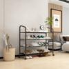 LEAIJIAFY Metal Shoe Rack with Wheels, Non-Woven Fabric Shoe Shelf, Shoe Rack with Wheels, 4 Tiers Black, Suitable for Entryway, Garage view 2