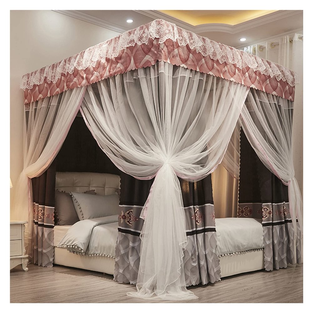 Bed Canopy Four Seasons Luxury Bed Canopy, Double Bed Curtain, Double Bed Canopies with Encryption Net and Dust-Proof Shading Cloth, Easy to Install (Color : Style3, Size : 180x200x200cm)