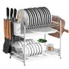 2-Tier Dish Drying Rack white 304 Stainless Steel Dish Rack,With hopstick holder for Kitchen Counter (Color : Silver, Size : 46X27X42CM) view 1