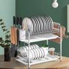 2-Tier Dish Drying Rack white 304 Stainless Steel Dish Rack,With hopstick holder for Kitchen Counter (Color : Silver, Size : 46X27X42CM) view 3