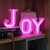GUOCHENG JOY Neon Letters Sign 1 Pack 3pcs JOY Set LED Neon Marquee Light Alphabet Free Standing Light up Word Lamps for Home Bedroom Nursery Wall Christmas Decorations(Pink) view 2