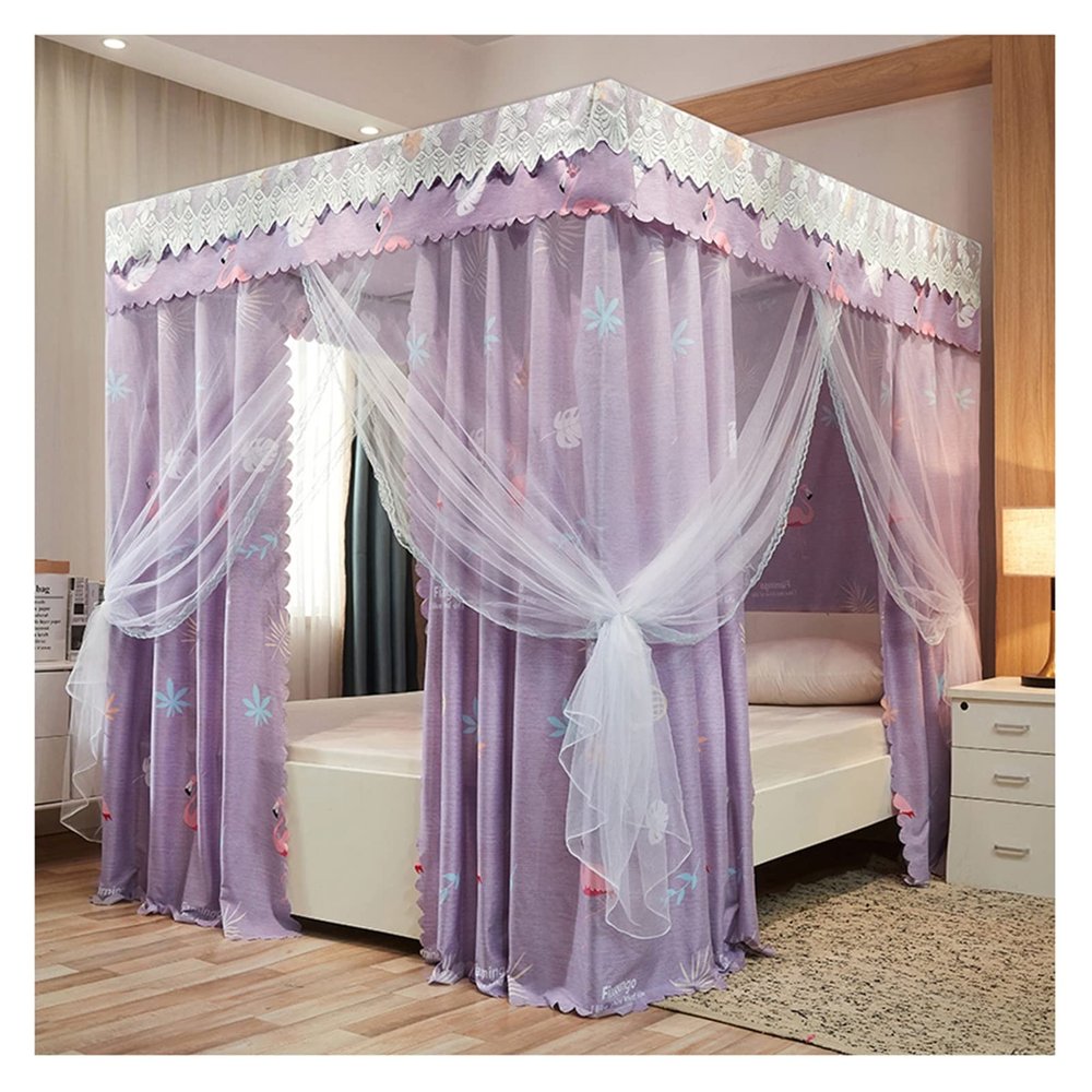 Bed Canopy Luxury Bed Canopy, Double Bed Curtain with Encryption Net and Dust-Proof Shading Cloth, for Decorating Bedspreads for Girls' Princess Rooms, 4 Sizes