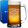 34th Birthday Vintage 34 Years Old Time 1991 Quality Etched 25 oz Beer Glass Mug Drinking Glasses Funny Gift for Men and Women view 1