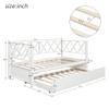 Twin Daybed with Trundle, Solid Wood Sofa Bed Frame with X-Shaped Back Design, Classic Dual-use Sturdy Daybed for Studio/Apartments/Guest Rooms/Home/Offices (White+Wood+Twin) view 2
