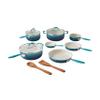 12-Piece Enamel Classic Ceramic Cookware Set, Ombre Teal view 1