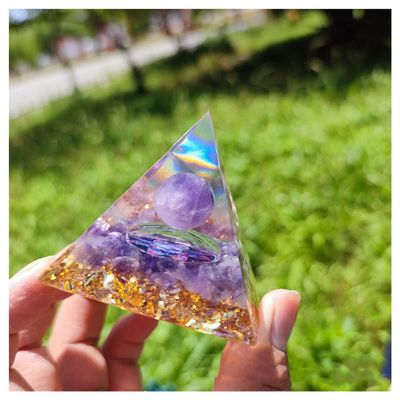 ZTBH Crystal Pyramid Tree of Life Orgonite Pyramid Amethyst Peridot Healing Crystals (Color : G-6cm)
