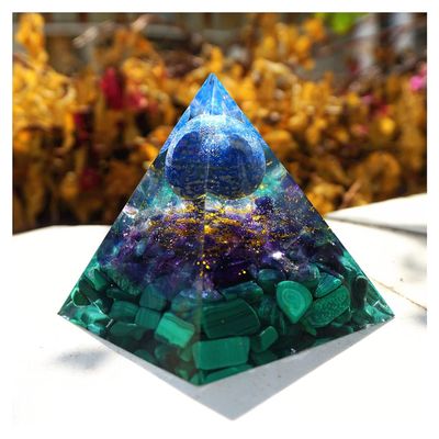 ZTBH Crystal Pyramid Handmade Lapis Lazuli Sphere Orgone Pyramid Amethyst Healing Crystals (Size : 6mm)