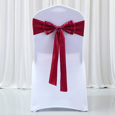 100Pcs Stretch Double Bows Sashes Spandex Cover Decoration for Wedding Party Birthday Banquet Decor Christmas or Events Supplies - Wine Red