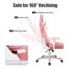 WANYE Office Gaming Chair PU Leather Ergonomic Swivel Computer Chair with Armrest, Adjustable Height Executive Desk Chair, for Office, Study Pink view 3