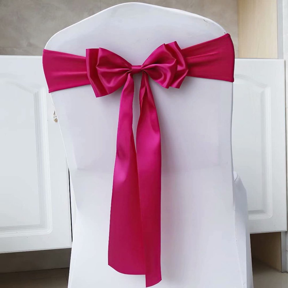 100PcsStretch Chair Sashes Double Bows Chair Bands Spandex Chair Cover Decoration for Wedding Party Birthday Banquet Decor Christmas or Events Supplies Chair Decoration Chair Bow Sash Rose Red