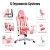 WANYE Massage Gaming Chair Racing Computer Desk Office Chair Swivel Ergonomic Executive Bonded Leather Chair with Headrest and Adjustable Armrests Pink view 4