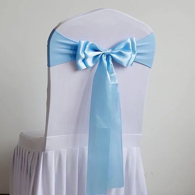 100pcs Stretch Chair Sashes Double Bows Bands Spandex Cover Decoration for Wedding Party Birthday Banquet Decor Christmas Events Supplies Light Blue