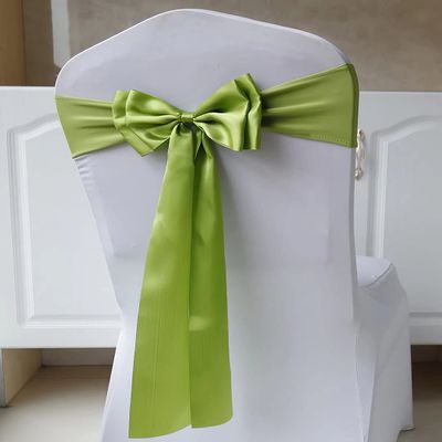 100Pcs Stretch Chair Sashes Double Bows Bands Spandex Cover Decoration for Wedding Party Birthday Banquet Decor Christmas or Events Supplies Bow Sash Grass Green
