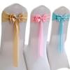 100Pcs Stretch Chair Sashes Double Bows Bands Spandex Cover Decoration for Wedding Party Birthday Banquet Decor Christmas or Events Supplies Bow Sash Grass Green view 2
