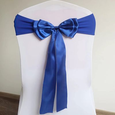 100Pcs Stretch Chair Sashes Double Bows Spandex Chair Cover Decoration for Wedding Party Birthday Banquet Christmas Events Supplies Royal Blue