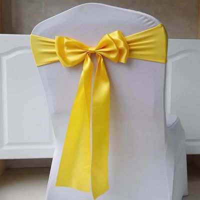 100PcsStretch Chair Sashes Double Bows Chair Bands Spandex Chair Cover Decoration for Wedding Party Birthday Banquet Decor Christmas or Events Supplies Chair Decoration Chair Bow Sash Gold