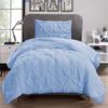 3 Piece Pinch Pleated Comforter Set Luxury 400 GSM, 100% Egyptian Cotton 800 TC Soft Premium Quality Pintuck Comforter, King/California King Size (94" x 104") Inches - Light Blue Solid view 4