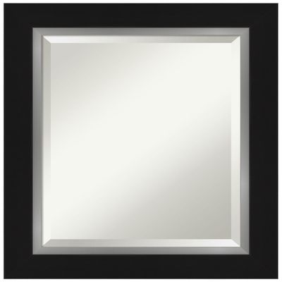 Amanti Art Black Wall Mirror 25x21 Eva Black Silver Rectangle Bathroom Mirror for Wall Decor Living Room, Small Modern Frame, Hangs Horizonally and Vertically, Bathroom Decor, Beveled Edge