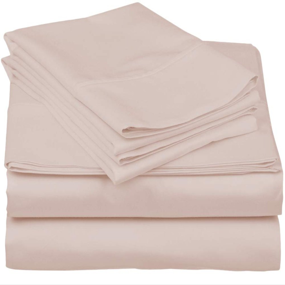 100% Egyptian Cotton Sheets - 1000 Thread Count, 4 Piece Blush Truck Size(35"X70") Set -Single Ply Long-Staple Yarns, Sateen Weave, Fits Mattress Upto 13"-16" Deep Pocket