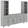 Crosley Furniture Tara 3-Piece Entertainment Center with TV Stand, Bookshelves, and Storage Shelves, Distressed Gray view 1