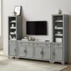 Crosley Furniture Tara 3-Piece Entertainment Center with TV Stand, Bookshelves, and Storage Shelves, Distressed Gray view 2