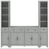 Crosley Furniture Tara 3-Piece Entertainment Center with TV Stand, Bookshelves, and Storage Shelves, Distressed Gray view 4