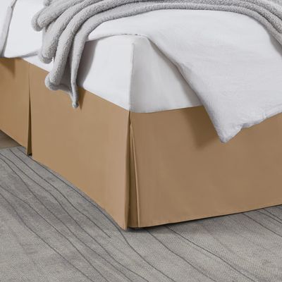Nestl Light Brown Bed Skirt Cal King Size - Cal King Bed Skirt 14 Inch Drop - Brushed Microfiber Bed Skirts - Hotel Quality Pleated Bed Skirt - Shrinkage & Fade Resistant