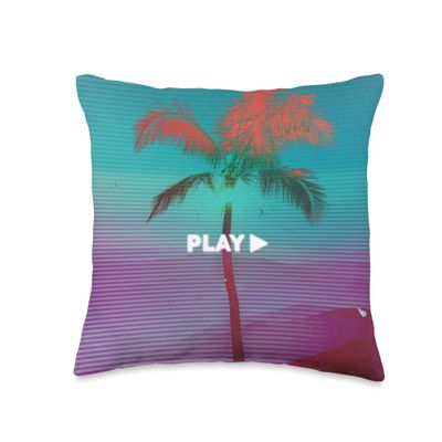 90's Retro Palm Tree broken. Vaporwave Digital Art Throw Pillow