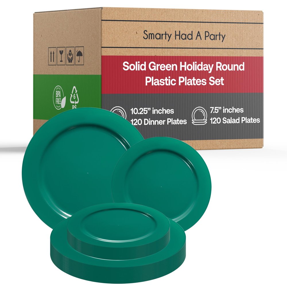 240-Piece Premium Green Disposable Plate Set - include 120 dinner plates 10.25'' & 120 Dessert Plates 7.5'' - Eco-Friendly Dinner Plates for 120 Guests, Perfect for Holiday Gatherings & Events